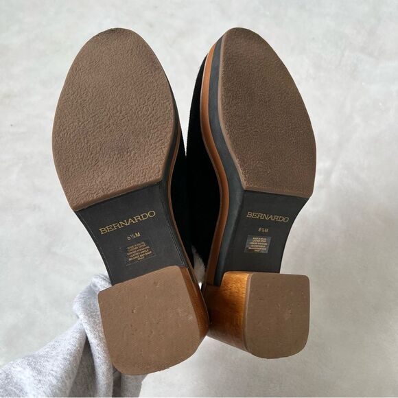 Bernardo Sky Shearling Lined Platform Clogs Wooden Heel 8.5 suede y2k Anthro - Picture 6 of 6